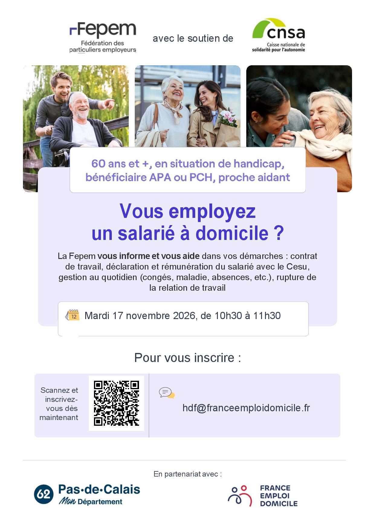 Affiche Webinaire « Se faire aider à domicile, comment ça marche ?